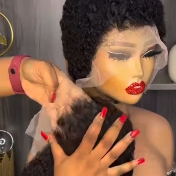 Afro curly human hair wig - Picture 3 of 9